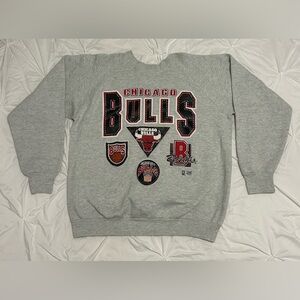 Vtg 90s Chicago Bulls XL Sweatshirt Crewneck Heather Gray